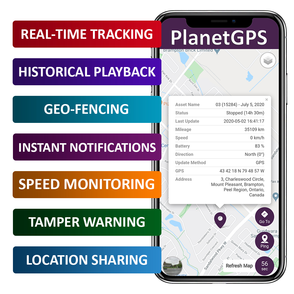 PlanetGPS – Waterproof Magnetic Real-Time GPS Tracker for Car Fleet with Worldwide Coverage